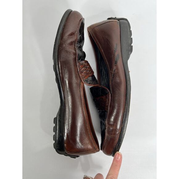 Bragano Loafers Brown Black Woven Genuine Crocodile Leather Italy Men’s 9.5M main image 5